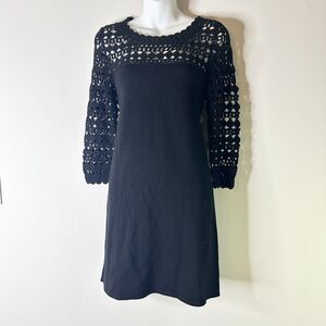 LILLY PULITZER Dress Womens S Black Kariana Crochet Merino Wool Boho Twee NWOT